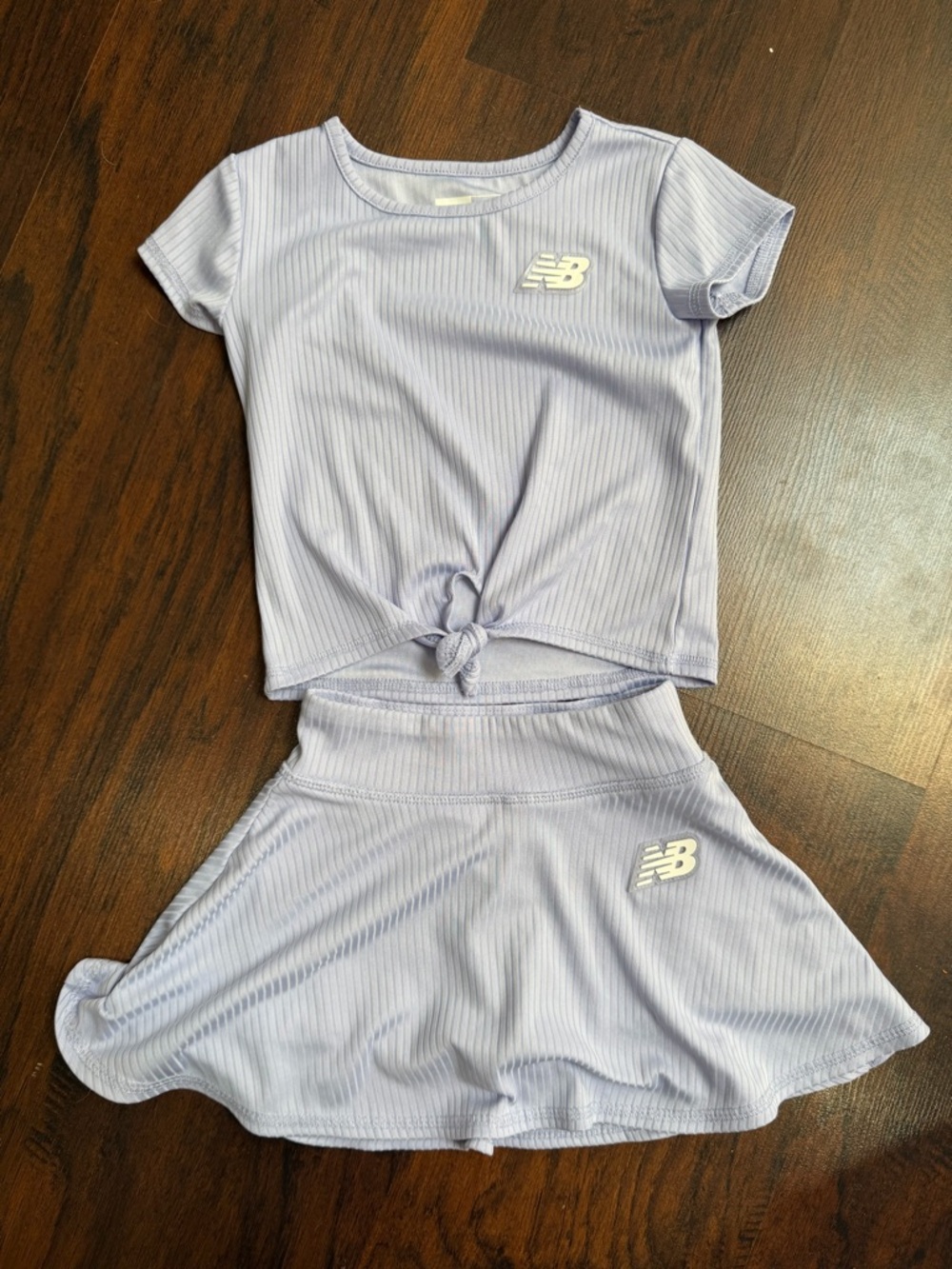 New Balance Lilac Ribbed Tee & Skort Set